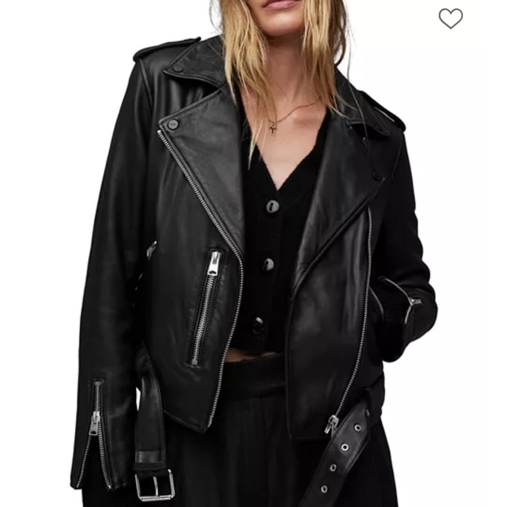All Saints Black Leather Biker Jacket